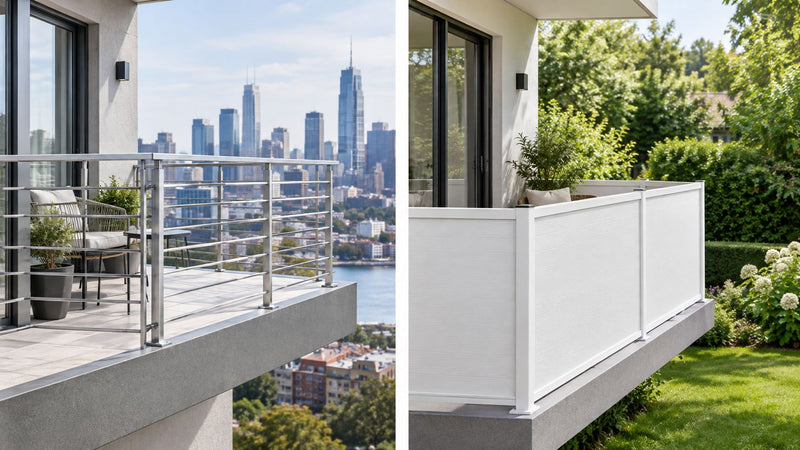 Balcone in alluminio e alternative in PVC per esterni