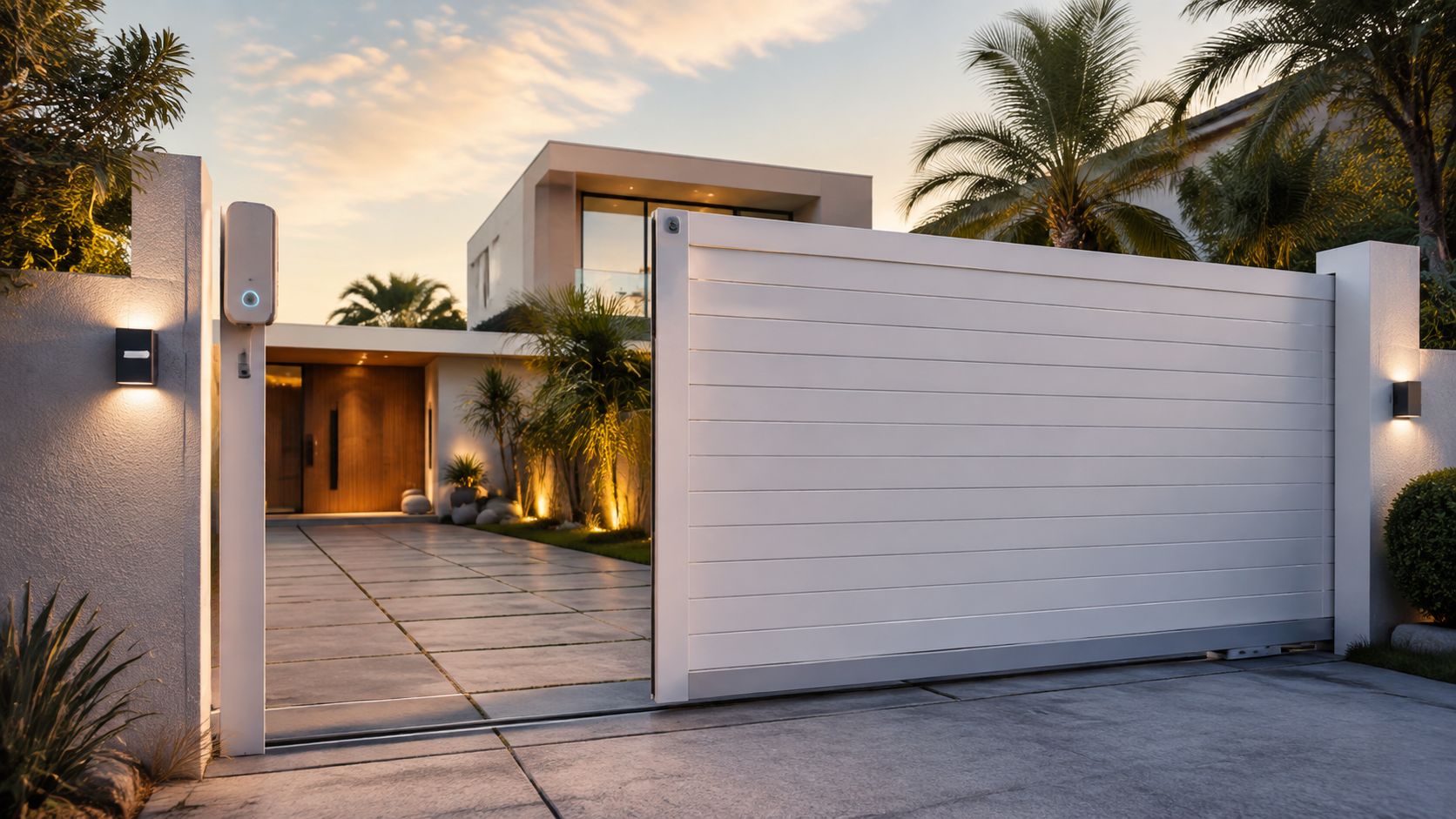 Cancello scorrevole moderno in PVC guida completa 2026